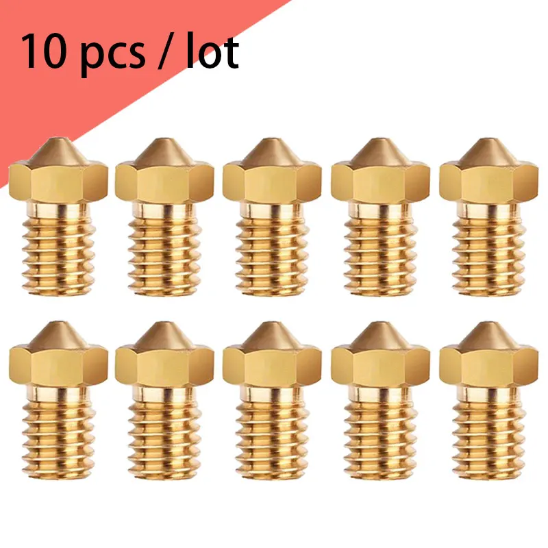 

10Pcs E3D V5 V6 Nozzle M6 Threaded 0.2 0.25 0.3 0.4 0.5 0.6 0.8 1.0mm for 1.75mm Filamnet E3D-V6 3D Printer Accessories