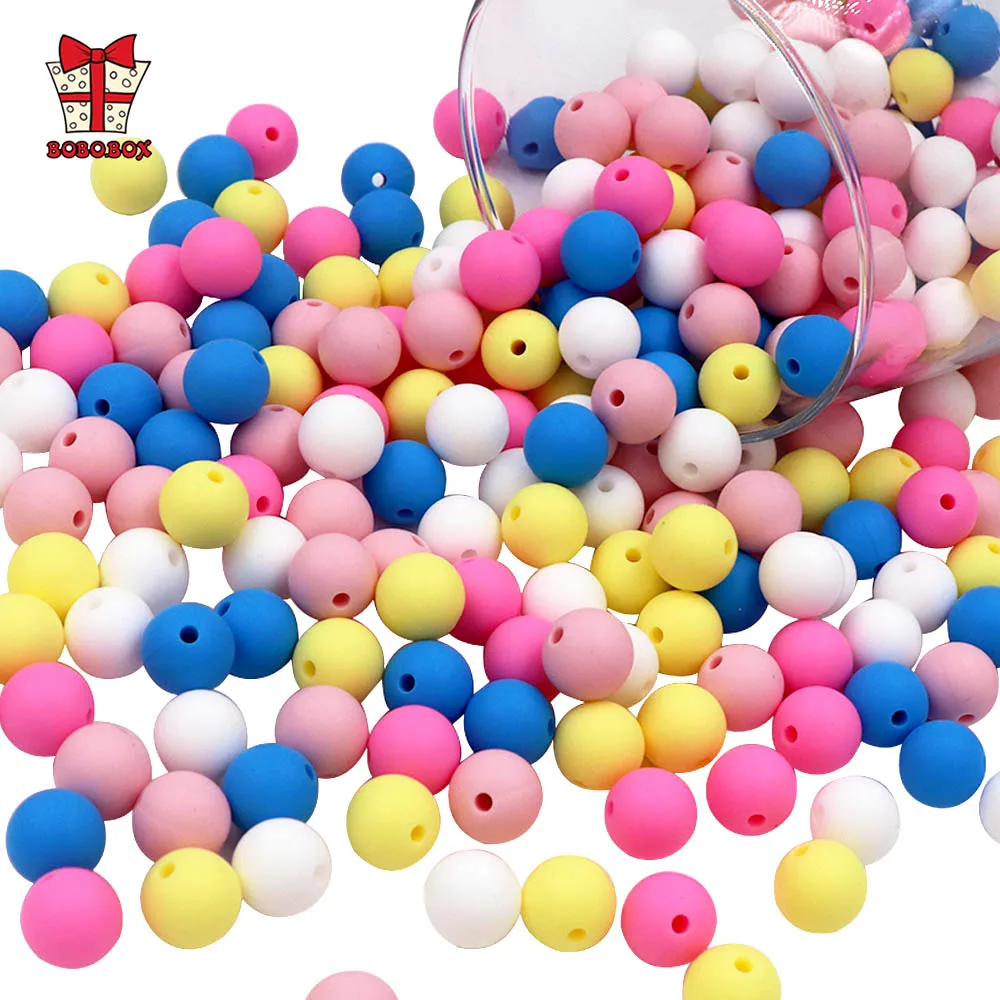 BOBO.BOX 50pcs 12mm Silicone Beads Pearl Silicone Food Grade Teething Bead DIY Pacifier Chain Accessories Baby Teething Silicone