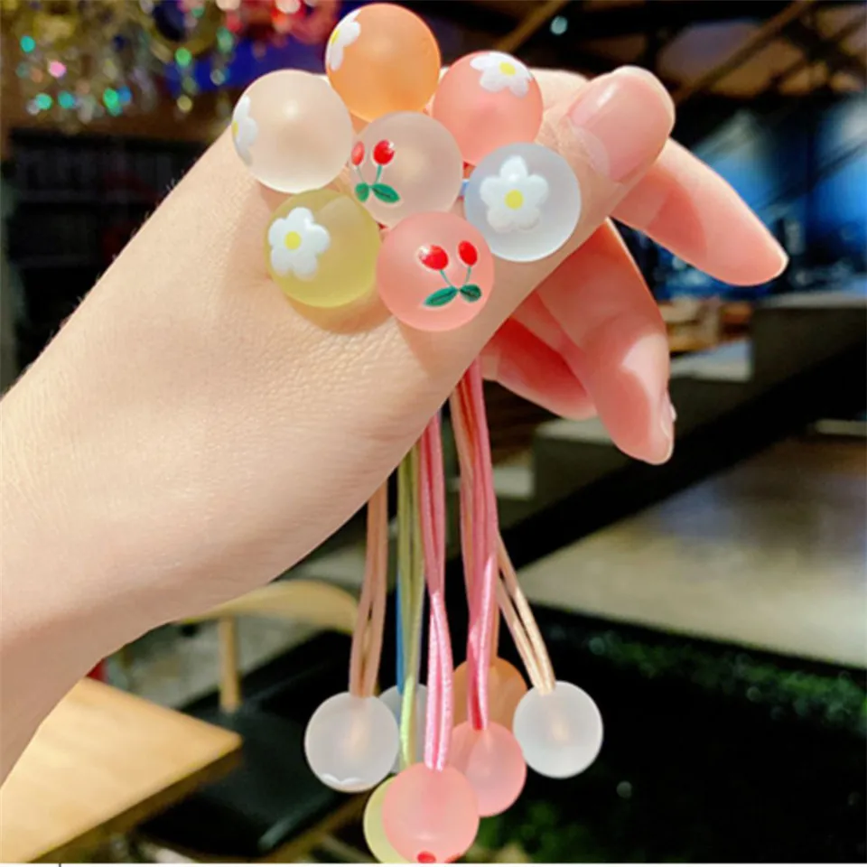 Geometric Colorful Elastic Hair Band Transparent Ball Rubber Hair Accessories For Women Girls Crystal  Sweet Ponytail Scrunchies