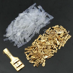 100pairs (200pcs)/Set 4.8mm Crimp Terminals AWG 22-16 0.5mm2-1.5mm2 Female Spade Connectors & Insulating Sleeves