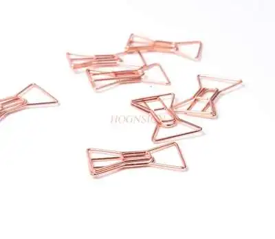 10pcs Rose Gold Bow Paper Clip Hand Account Clip Rose Gold Hand Account Bookmark Pin Color Plating