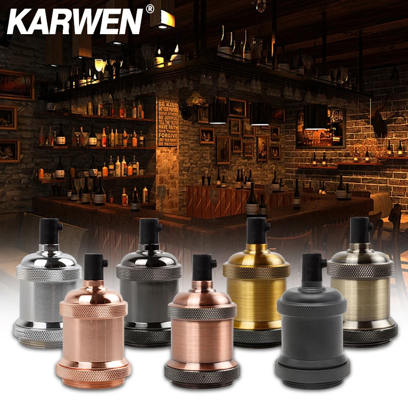 KARWEN Edison Lamp Holder E27 Screw Bulb base 110V 220V Aluminum Light Socket Industrial Retro Fittings Fixture Pendant lights