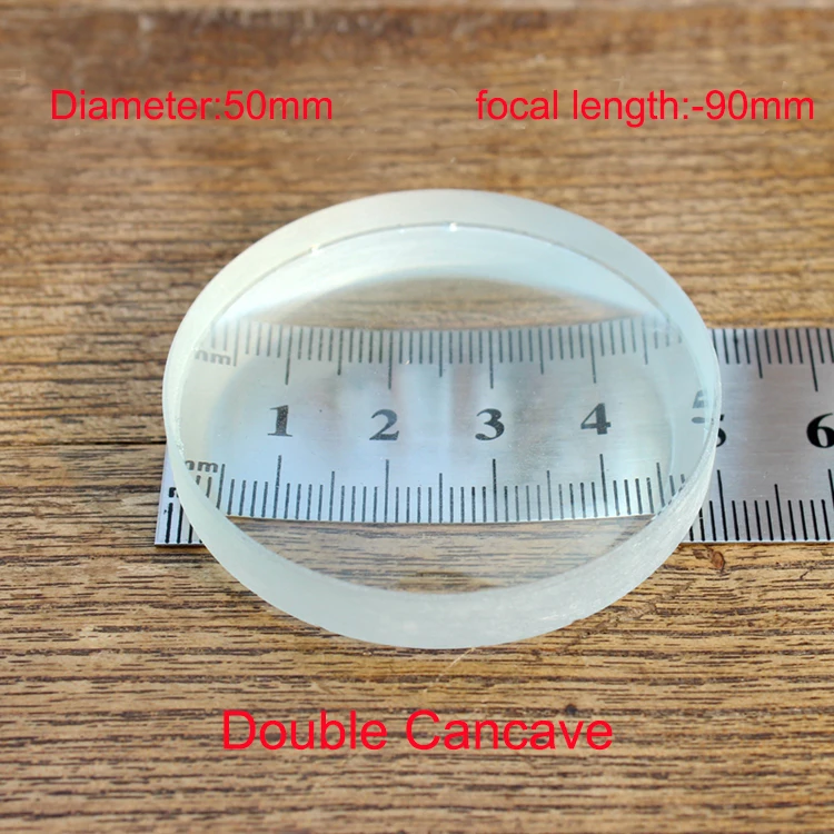 Ótica de Comprimento Focal de Vidro Óptico Peças de 50 mm de Diâmetro Lente Côncava Dupla Foco-90m para Experimento de Ótica Física