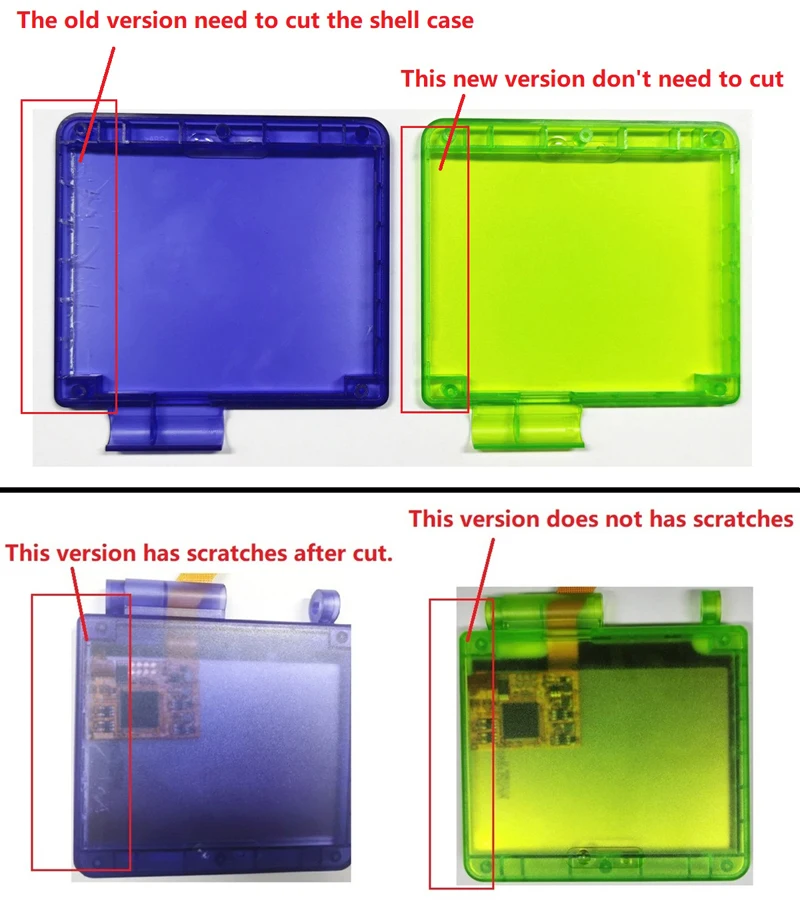 For GBA SP IPS LCD Kits No need cut  Newest Clear Transparent housing for Gameboy Advance  GBA SP LCD Backlight Screen Shell