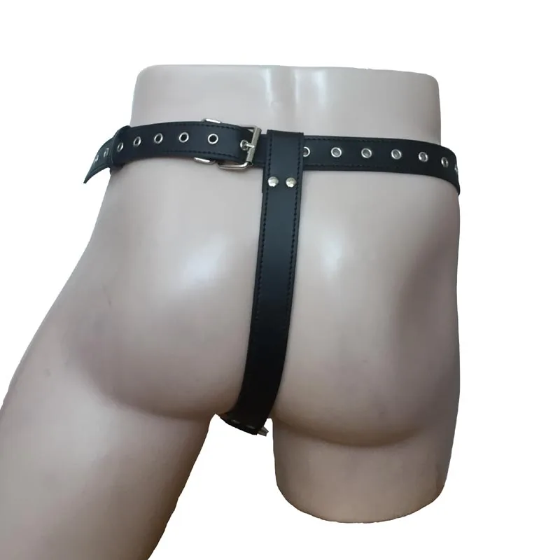 Sexy Faux Leather Men Chastity Harness Brief Underwear with Front Restraint Strap Buckle Male Fetish Lingerie