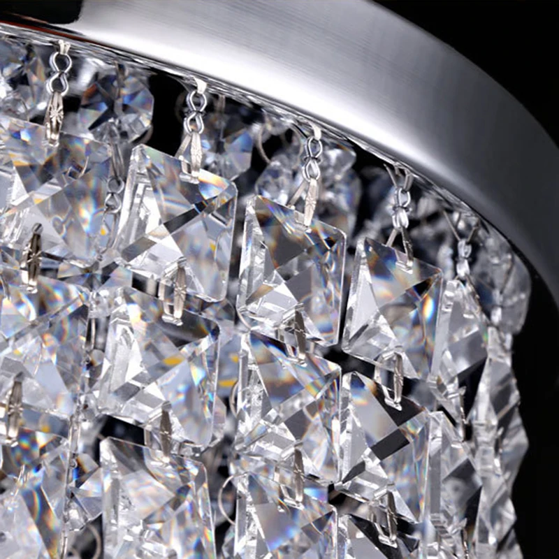 Modern minimalist transparent crystal ceiling lamp porch balcony decoration LED lighting warm white 40cm round plate Fixture