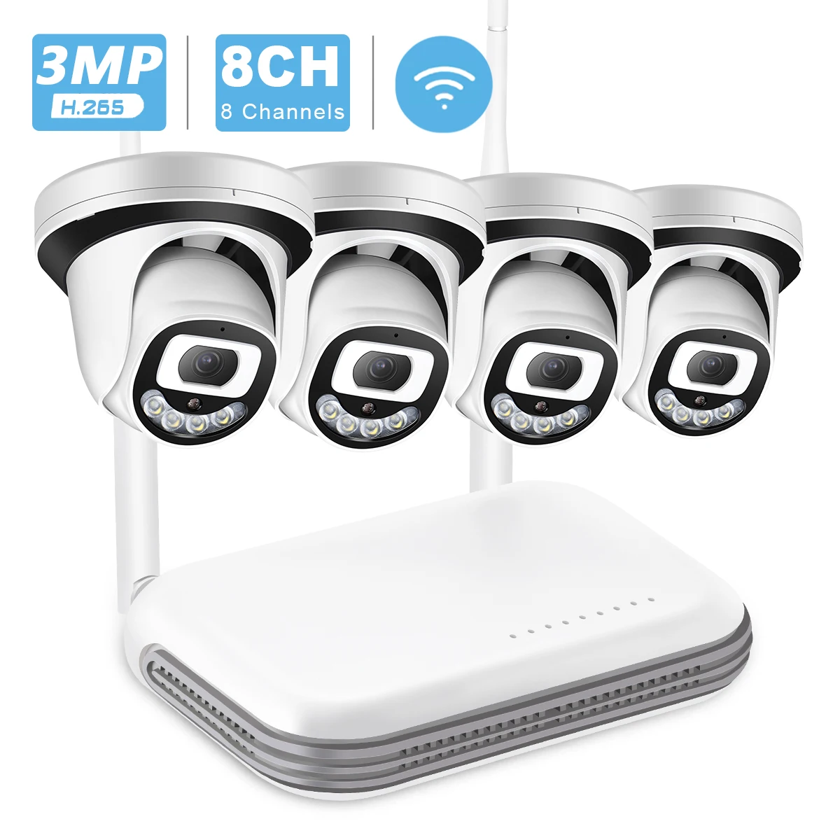 

BESDER 3MP HD Audio WiFi Camera 8CH Mini NVR CCTV Security Kit Infrared Night Vision AI Wireless Video Surveillance Camea System