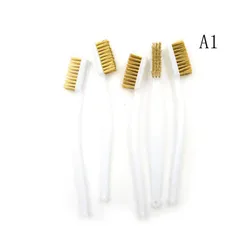 5Pcs/lot Mini Plastic Handle Brass Bristle Wire Brush For Cleaning Welding Slag Rust Hot