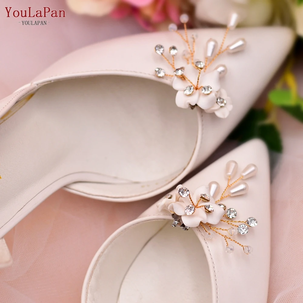 YouLaPan X38 2pcs Pearls Shoe Clip Bridal Shoes High Heel Buckle Charm Women Bride Wedding Party Accessories Rhinestone Clips