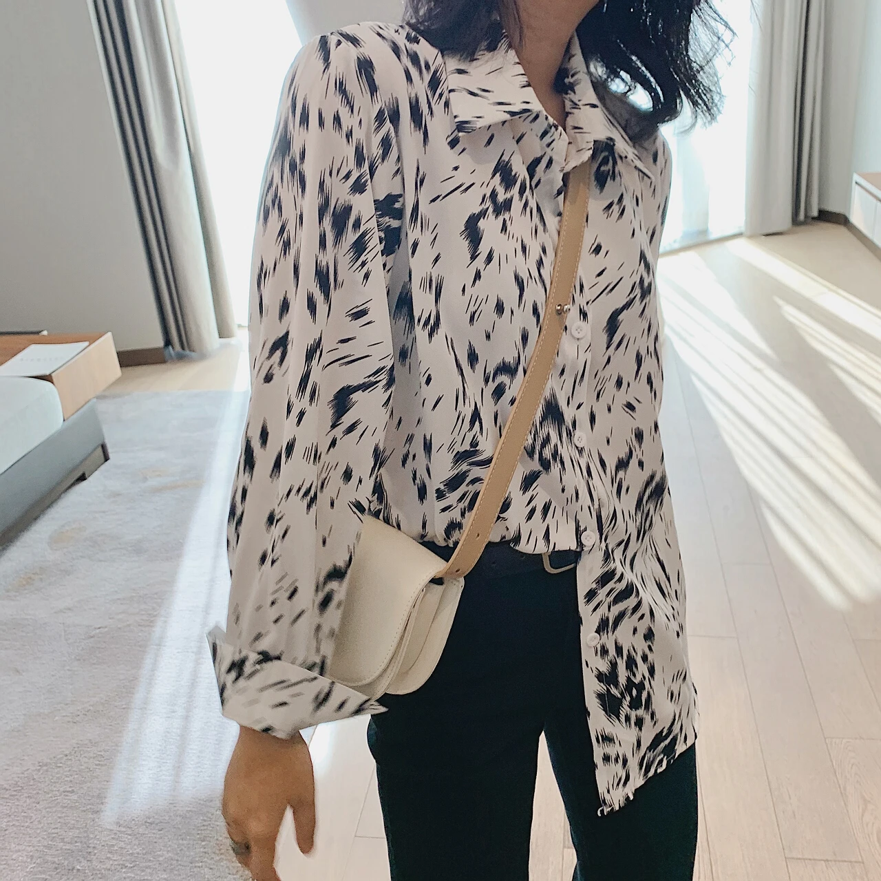 2023 Women Plaid Animal Print Blouse Shirt Top Tunic Clothes Female Cardigan Long Sleeve Fashion White Black Spring New Y2K Crop