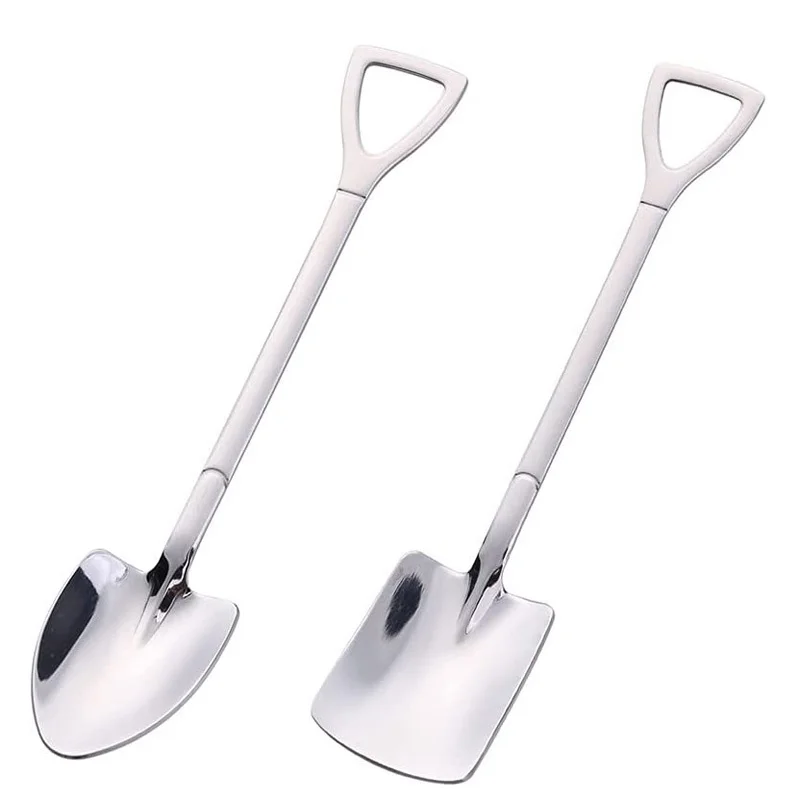 

200Pcs/Lot Stainless Steel Cute Shovel Spoon Reusable Tea Spoon Coffee Mixing Sugar Dessert Cake Spoon Ice Cream Spoons