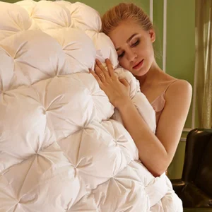 3D luxury padded 100% high classification goose down in the edge desk King Queen Full Size Customer Winter Solid color 10 Main Sales Double Edredom - №9