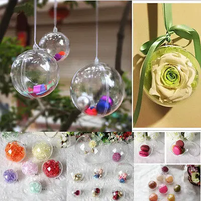 40pcs 4/5/6/9cm Baubles Transparent Fillable Christmas Tree Ball Decoration Ornaments