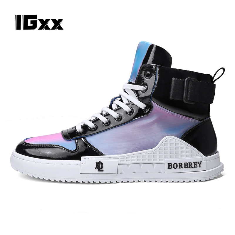 

IGxx Camouflage Punk street shoes colorful men's shoes bright face personality trendy shoe men's casual shoes all-match sneakers