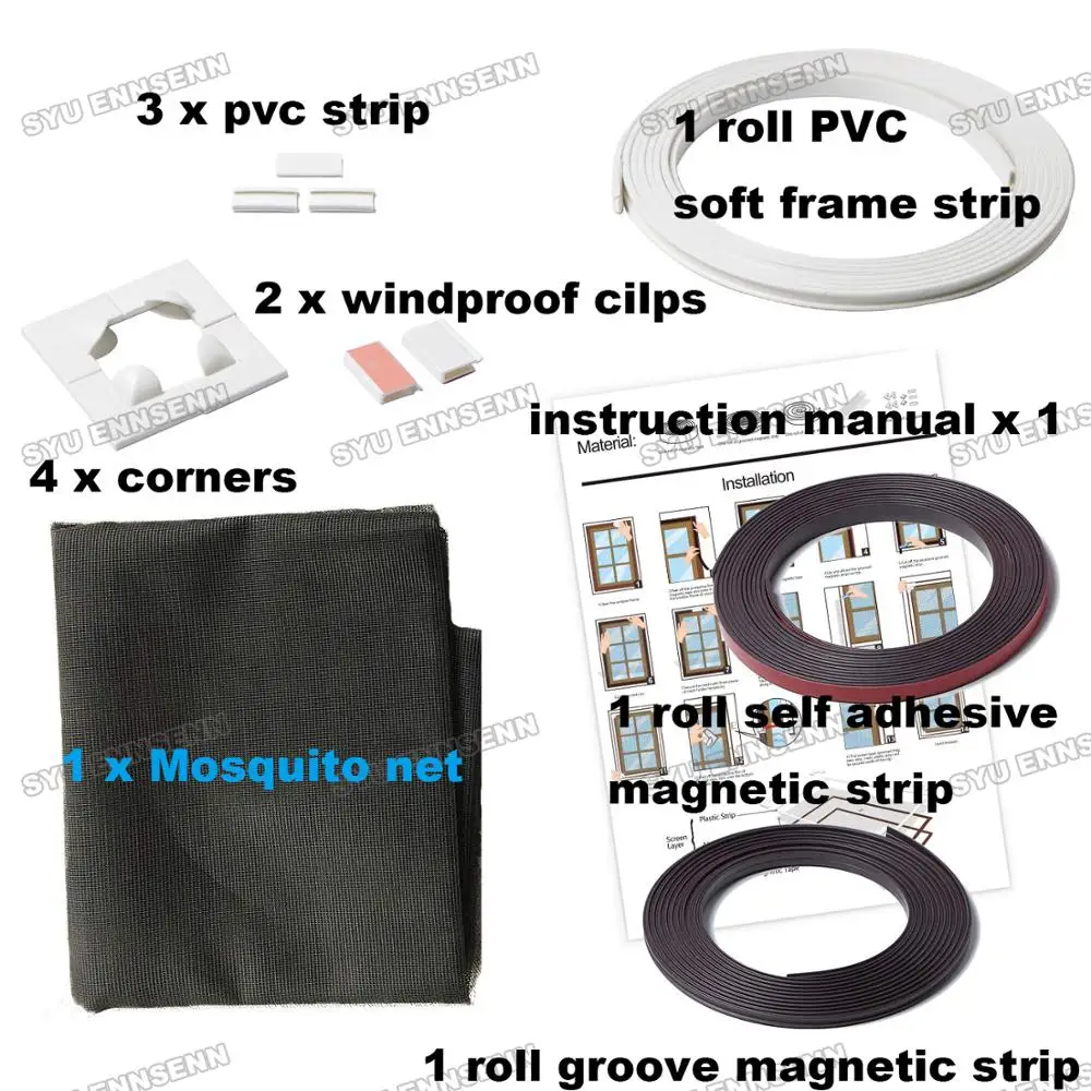 Adjustable DIY Magnetic Window Screen windows Removable Washable, Assembly Accessories,Invisible Fly Mosquito Screen Net Mesh