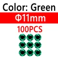 100 piezas de 11 mm, color verde