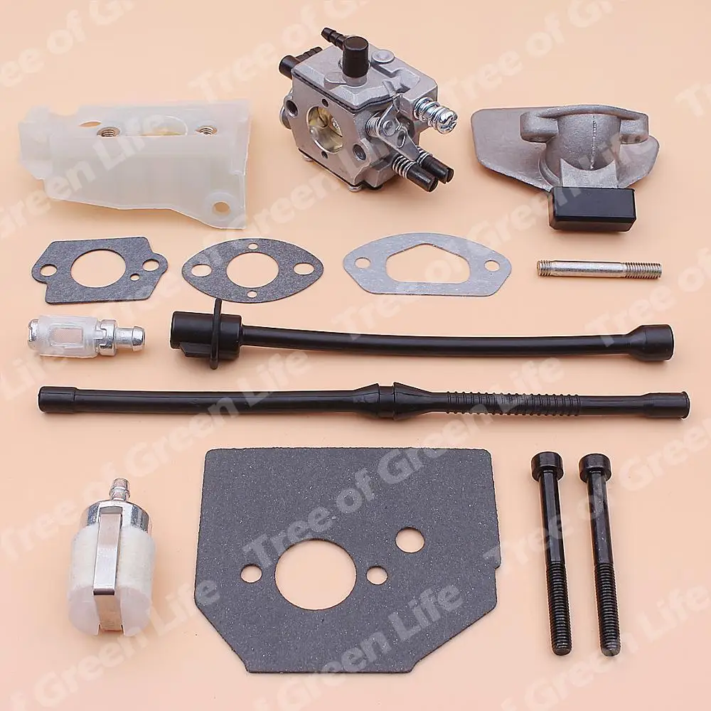 Carburetor Carb For Chinese Chainsaw 4500 5200 5800 45cc 52cc 58cc Fuel Oil Filter Line Gasket Bolt Adaptor Bracket Kit