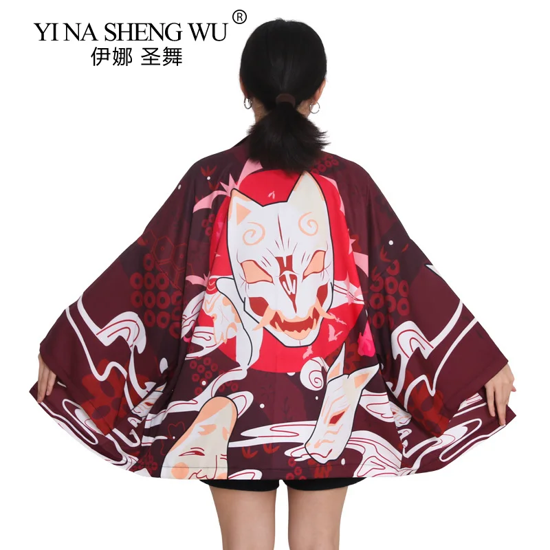 Kimono Women Japanese Yukata Female Women Asian Clothes Kimono Cardigan Shirt Women Traditional Wave Carp Print Kimono Haori