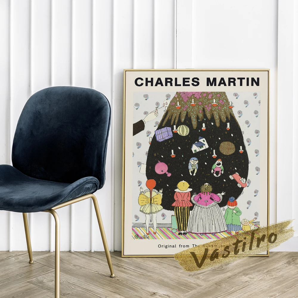 Charles Martin L'Arbre Merveilleux Prints, Merry Christmas Illustration, Funny Cartoon Figure Wall Decor, Martin Retro Poster