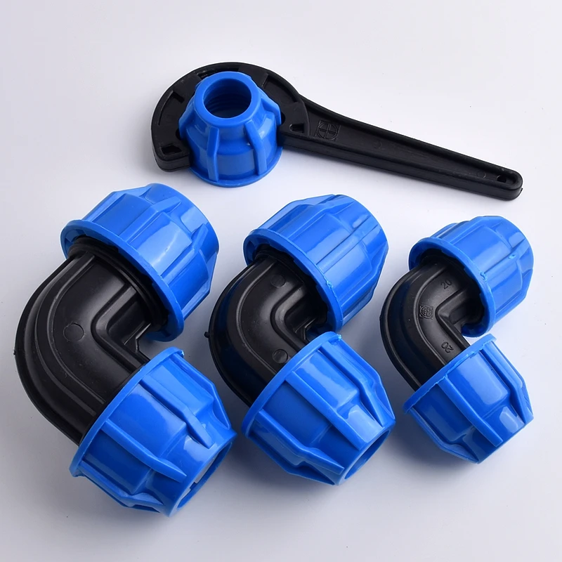 

1Pc 25/32/40/50/63mm PE Equal Diameter 90 ° Elbow Quick Live Joint Connector Pipe Fittings Garden Agricultural Irrigation System