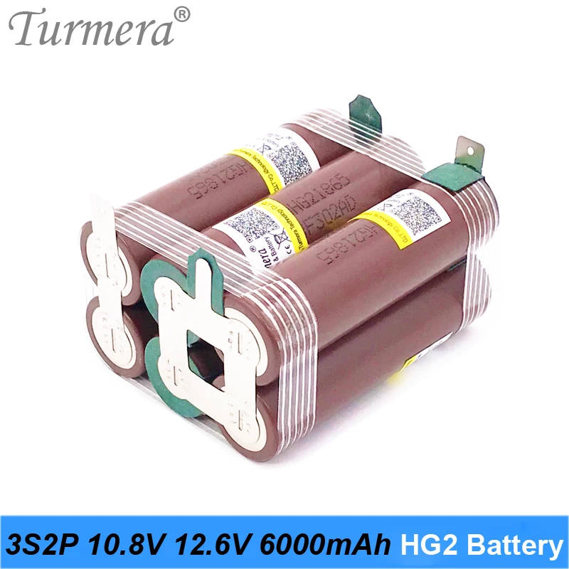 18650 HG2 3S 12V 4S 16.8V 5S 21V 30A 3000mAh Battery Soldering for 10.8V 14.4V 18V Screwdriver Battery Replace Ni-MH Use Turmera