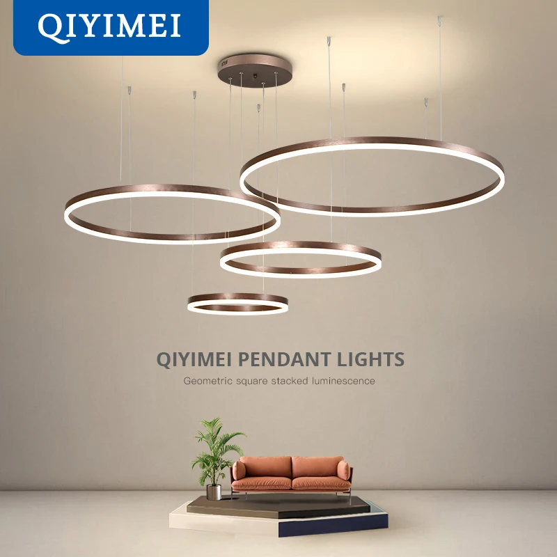 QIYIMEI Modern LED Chandeliers Light Gold Black Coffee Lights for Bedroom Dining Living Room Bar Hanglamp Indoor Luxury Lighting