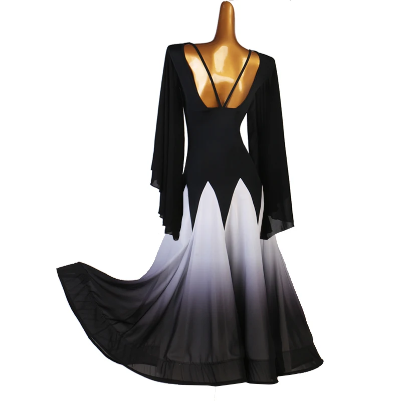 Ballroom Dance Competition Dresses Women Waltz Dress Standard Dancing Wear Costume Customize D0826 Puff Sleeve Applique Big Hem