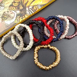 100% Pure Silk Women's Hair Scrunchie Hairband 1cm wide Elastic Band Ponytail Holder Hair Accessories