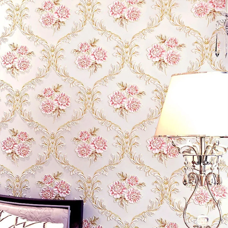 

3D three-dimensional non-woven wallpaper pastoral flower living room bedroom hotel project special wallpaper