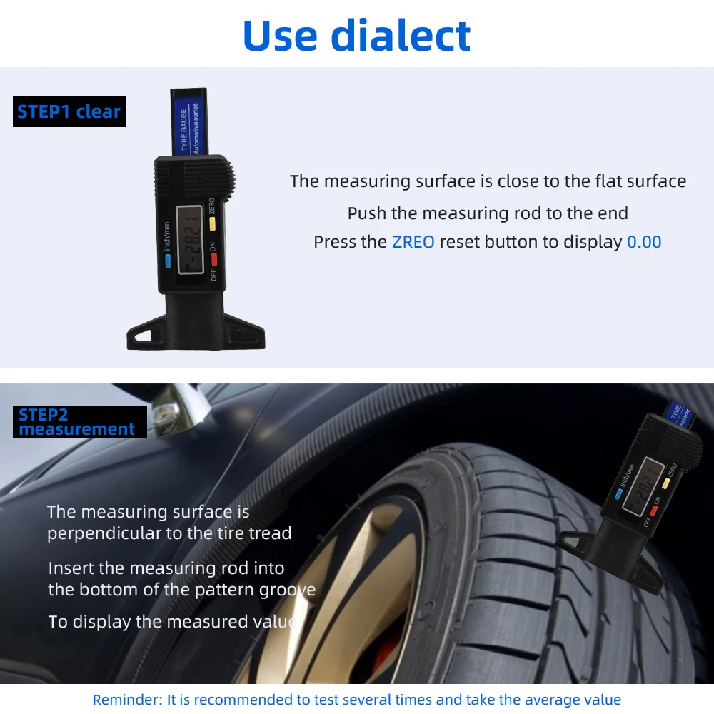 Digital Car Tyre Tire Tread Depth Gauge Meter Auto Tire Wear Detection Measuring Tool Caliper Thickness Gauges Monitoring System