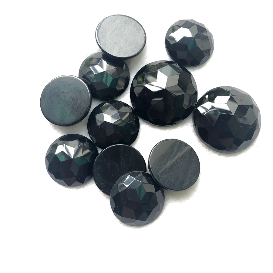 

Wholesale 1pcs 100% Natural Black Agate Bead Cabochon Pendant 38mm Faceted Round Gem stone Bead Pendant, Ring Face