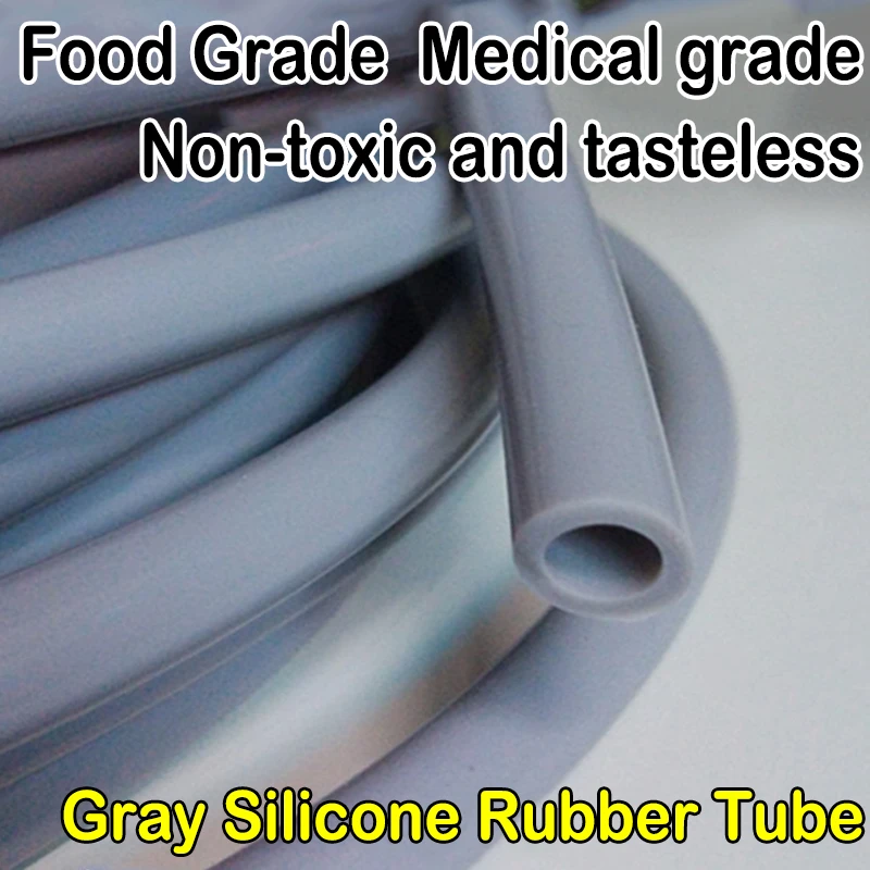 

Flexible 1 Meter Food Grade Gray Silicone Tube Gel dia. 3 4 5 6 7 8 10 12 13 14 15 16 19mm Beer Milk Rubber Hose Pipe Soft 1M