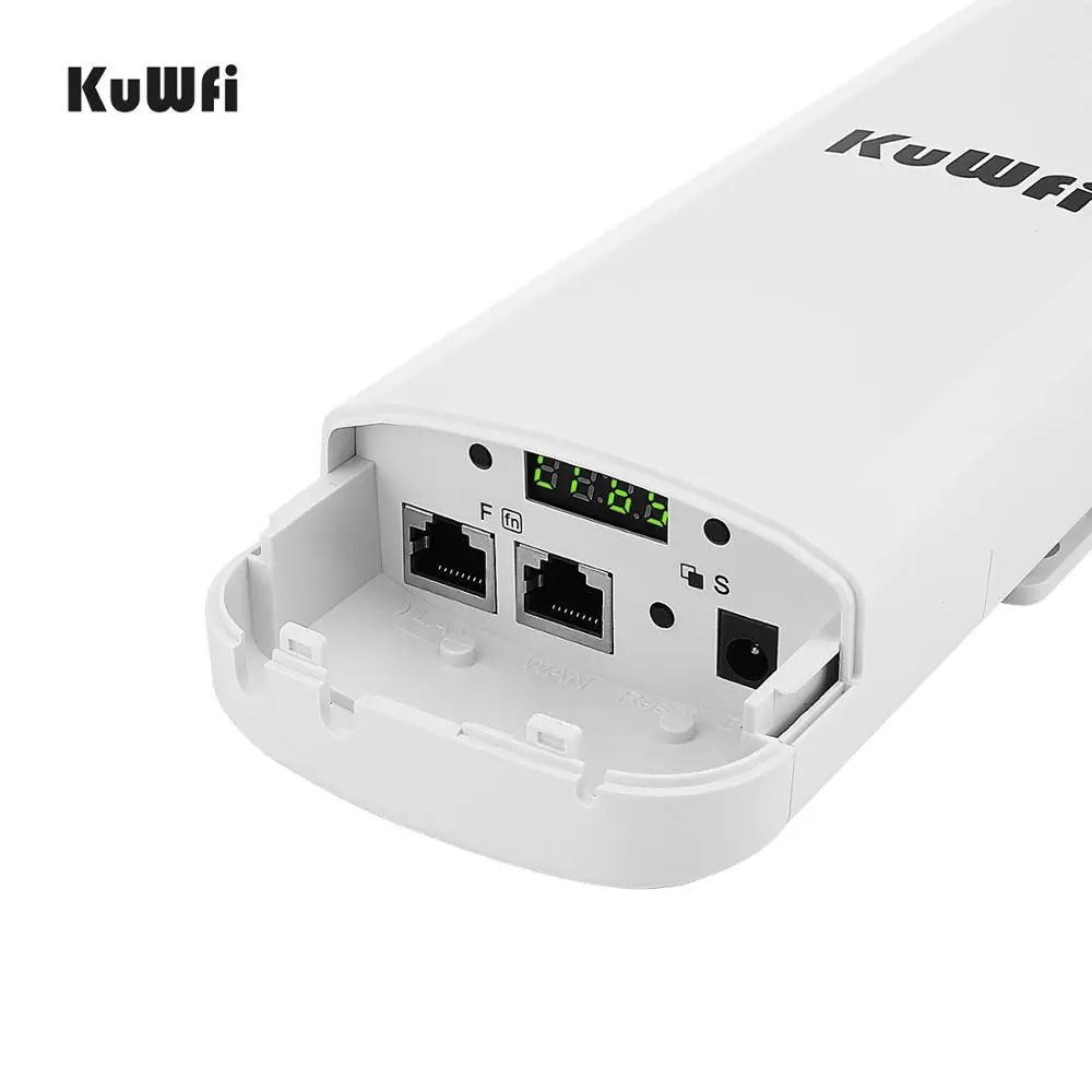 Kuwfi 3Km 2.4G 300Mbps Wifi CPE Router Wifi Repetidor Wifi Extender Puente inalámbrico Punto de acceso para cámara inalámbrica Pantalla LED