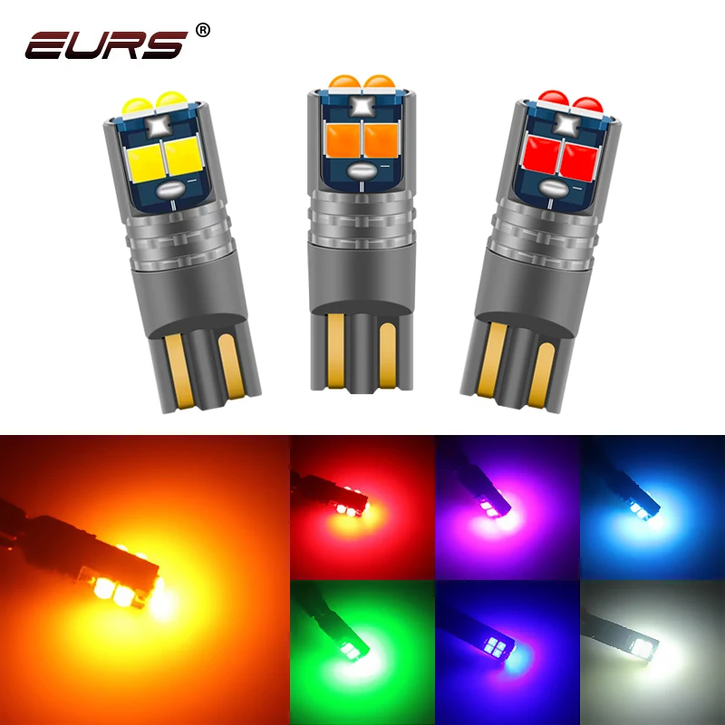 1Pcs T10 W5W LED Bulb Canbus No Error 194 168 LED 3030 Super Bright Car Interior Light License Plate Signal Lamp Auto 12V White
