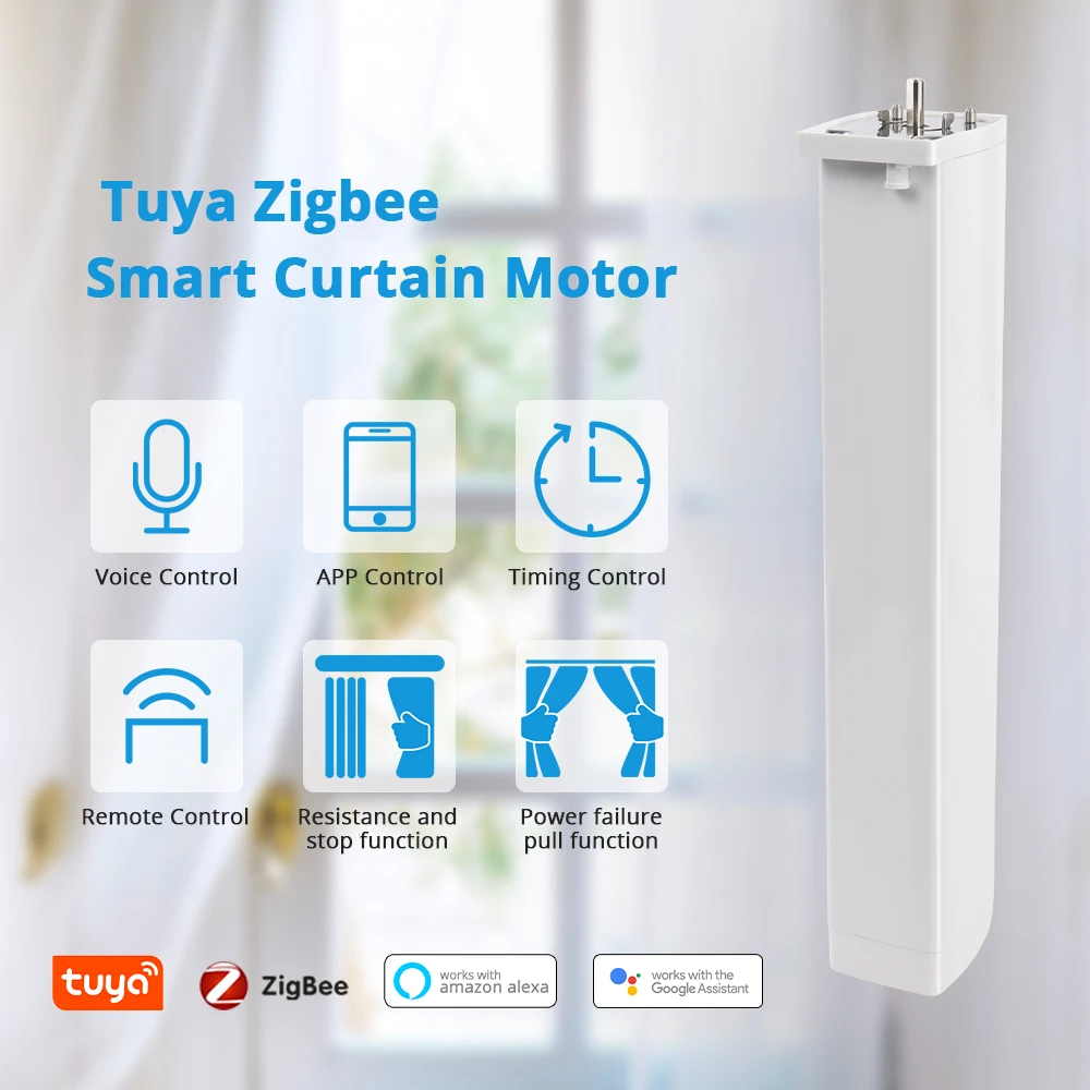 Zemismart Tuya Zigbee 3.0 Smart Electric Curtain Motor with Remote Control Alexa Google Home Timer Automatic Curtain System