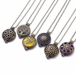 New Aromatherapy Jewelry Dragonfly Tree of Life Necklace Vintage Open Lockets Pendants Perfume Essential Oil Diffuser Necklace
