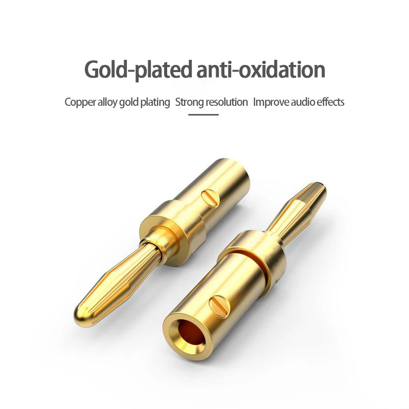 4 pezzi 24K rame placcato oro Banana altoparlante spina connettore adattatore Audio connettori a Banana per amplificatori a filo per altoparlanti