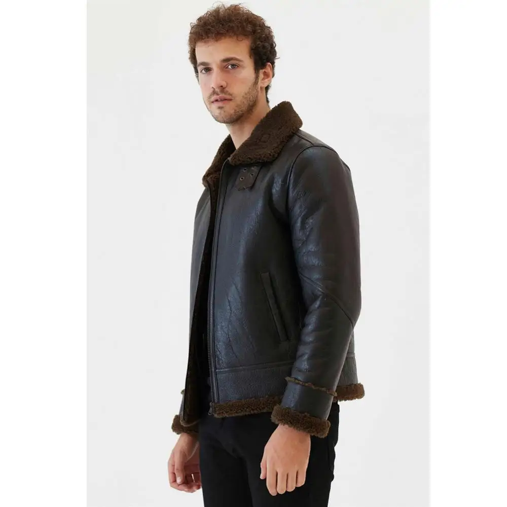 Denny & Dora Veste en fourrure de dinde pour homme, manteau court en peau de mouton, cuir, nouveau, happator