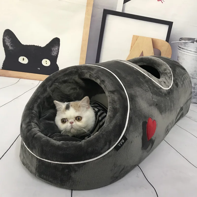 Funny Winter Pet Bed House Warm Mat for Cats Pet Bed Cave Tunnel Sleeping Bag Dog Beds House for Cats Pet Products Accessories