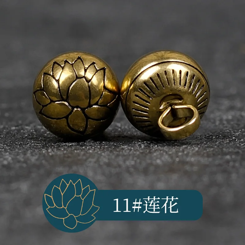 5 Stück/Set 8mm Geschnitzte Blumen-Messingknöpfe Hochwertige Aufnähbare Ösenknöpfe für Hemden, Mäntel, Jacken, Schnallen – Detail 15
