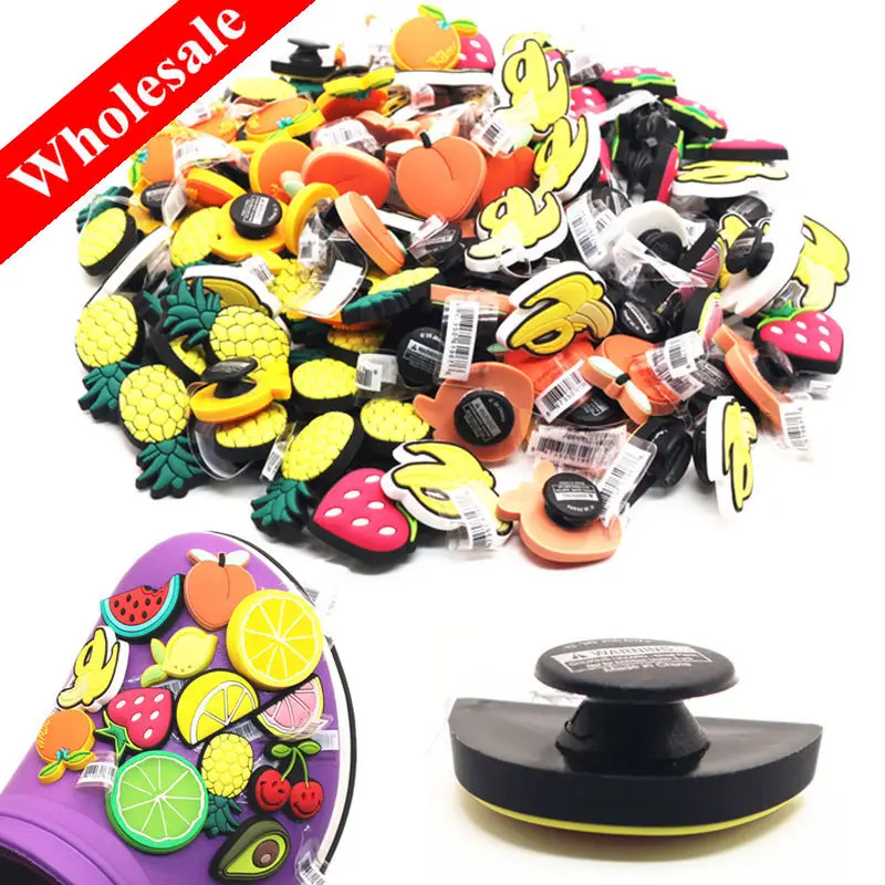 Wholesale 10pcs/Lot Fruit Style Shoe Charms PVC Cute Shoes Charm Buckle Accessories fit X-mas Kids Gifts Free shipping