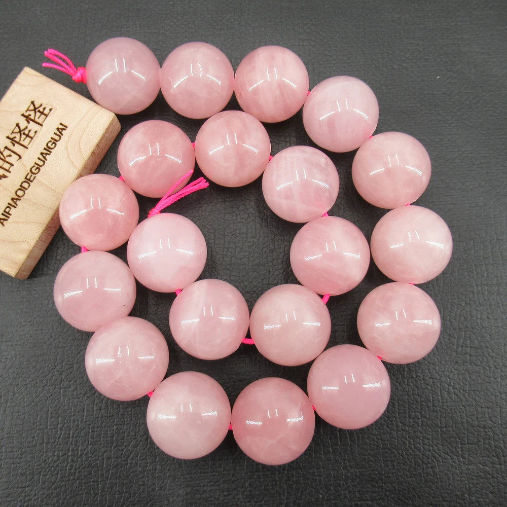 APDGG Natural Pink Rose Quartz 20mm Round Beads Semi Precious Gemstone 15.5\