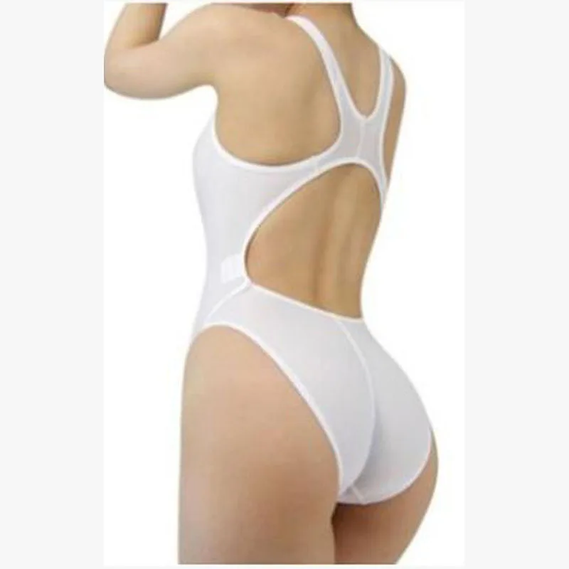 Donna estate T-cavallo costume intero mezza fascia Hip Shapewear Mercerize scava fuori nuoto biancheria intima Sexy taglio alto Maillot