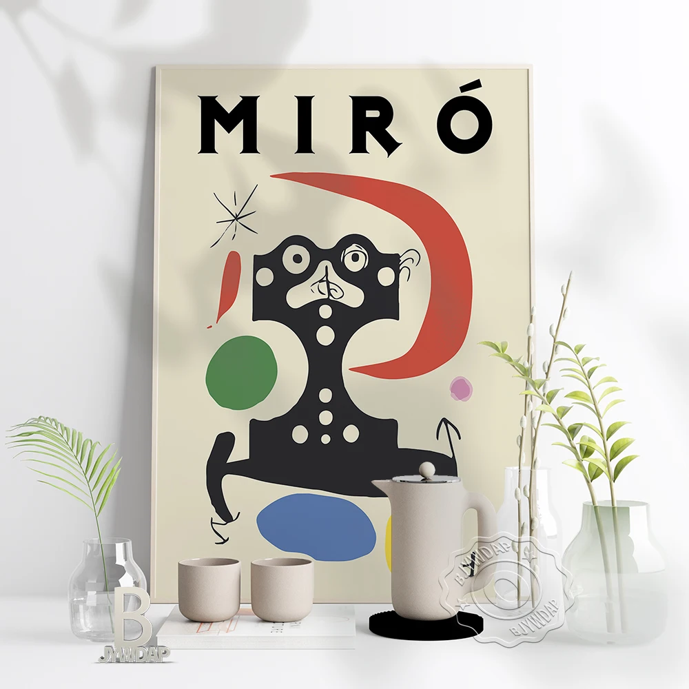 

Joan Miro Art Poster, Spanish Colored Drawing Cute Funny Spoof Art Prints, Vintage Create Symbol Wall Picture Home Bedroom Decor