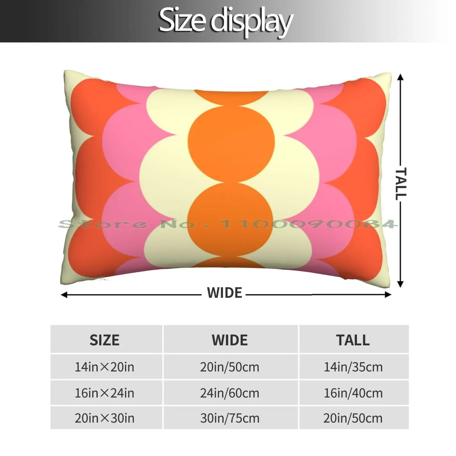 Gradual Sixties Pillow Case 20x30 50*75 Sofa Bedroom Graphic Pattern Degrade Gradient Circles Dots Pantone Fashionable Retro