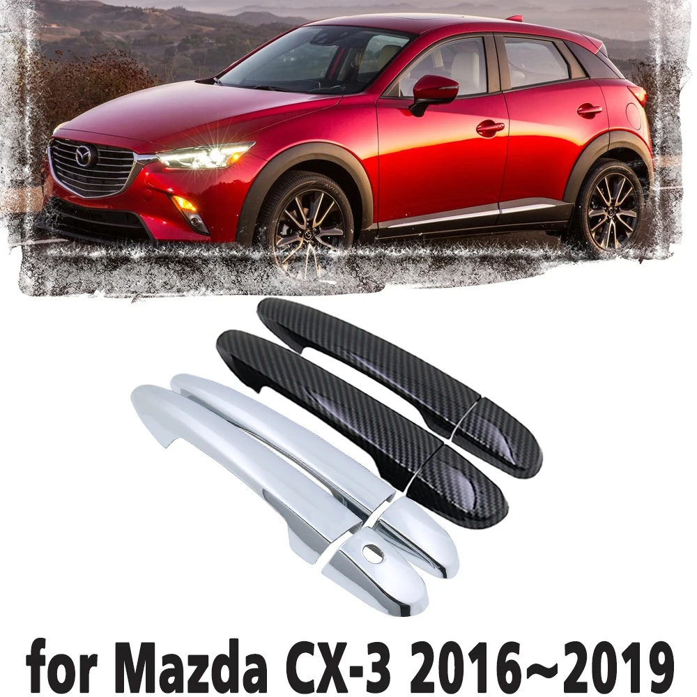 

Черная автомобильная ручка из углеродного волокна или ABS хромированные дверные ручки Крышка для Mazda CX-3 CX 3 2016 2017 2018 2019 автомобильные аксессуары крышка