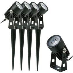 Luces LED impermeables para el camino de jardín, focos de exterior con pincho para césped, paredes, árboles, banderas, 3W, 220V, 4/10 Uds.