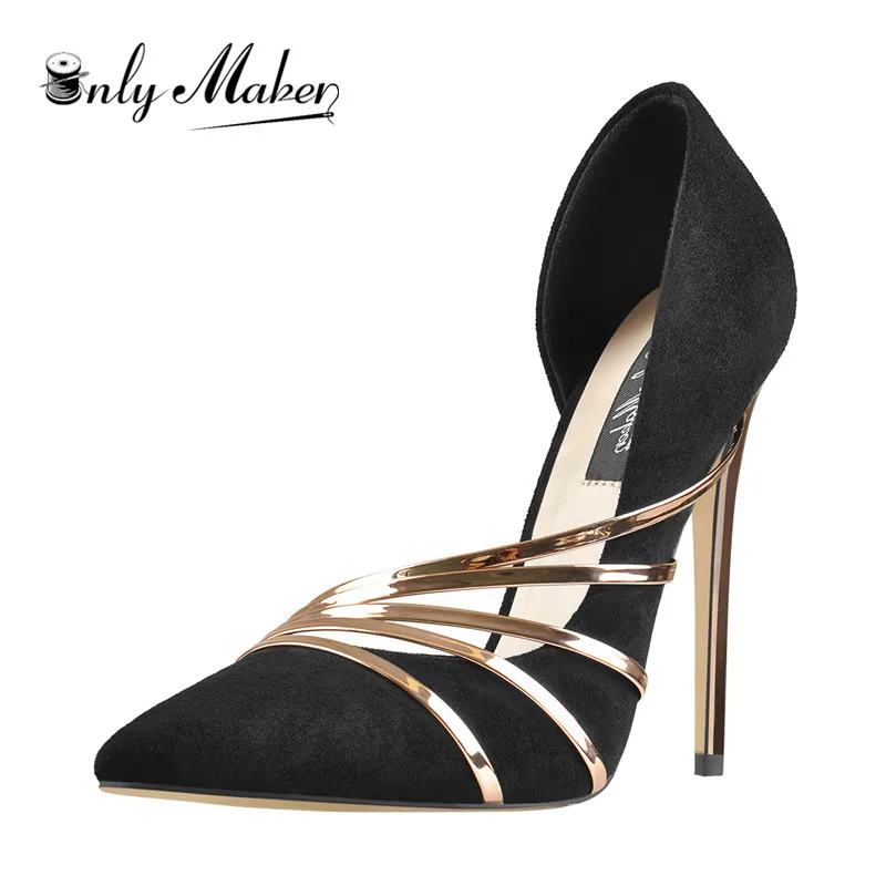 Onlymaker Women 12CM Pointed Toe Stiletto Thin High Heel Sexy Pumps with Gold Pumps