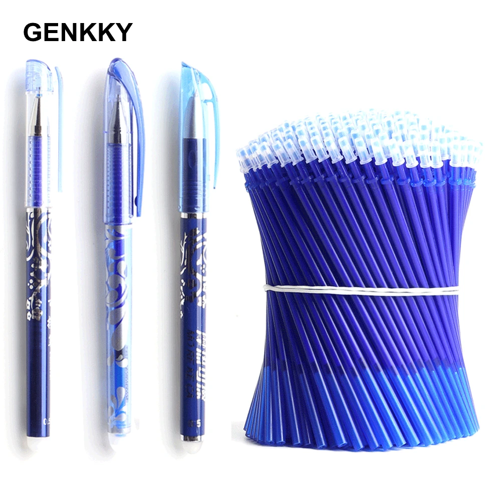 50+3Pcs/Set Erasable Gel Pen Refills Rod 0.5mm Washable Handle Magic Erasable Pen for School Pen Writing Tools Kawaii Stationery