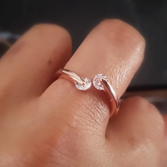 Double Fair Shiny Zircon Stone Women's Ring Adjustable Female Rose Gold Color Fashion Crystal Jewelry Ring For Women DFR007